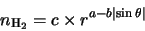 \begin{displaymath}n_{\rm H_2}=c \times r^{a-b \left\vert \sin \theta \right\vert}
\end{displaymath}