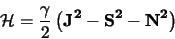 \begin{displaymath}\mathcal{H}=\frac{\gamma}{2}\left(\mathbf{J^2-S^2-N^2}\right)
\end{displaymath}