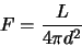 \begin{displaymath}F=\frac{L}{4\pi d^2} \index{flux}
\end{displaymath}