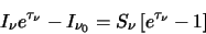\begin{displaymath}I_\nu e^{\tau_\nu}-I_{\nu_0}=S_\nu\left[e^{\tau_\nu}-1\right]
\end{displaymath}