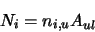 \begin{displaymath}N_i=n_{i , u}A_{ul}
\end{displaymath}