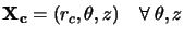 $\mathbf{X_c}=(r_{c},\theta,z) \hspace*{4mm} \forall \hspace*{1mm} \theta,z$