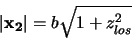 \begin{displaymath}
\vert{\bf x_2}\vert=b\sqrt{1+z_{los}^2}
\end{displaymath}