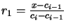 $r_1=\frac{x-c_{i-1}}{c_i-c_{i-1}}$