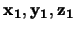 ${\bf x_1, y_1, z_1}$