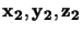 ${\bf x_2, y_2, z_2}$