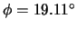 $\phi=19.11^\circ$